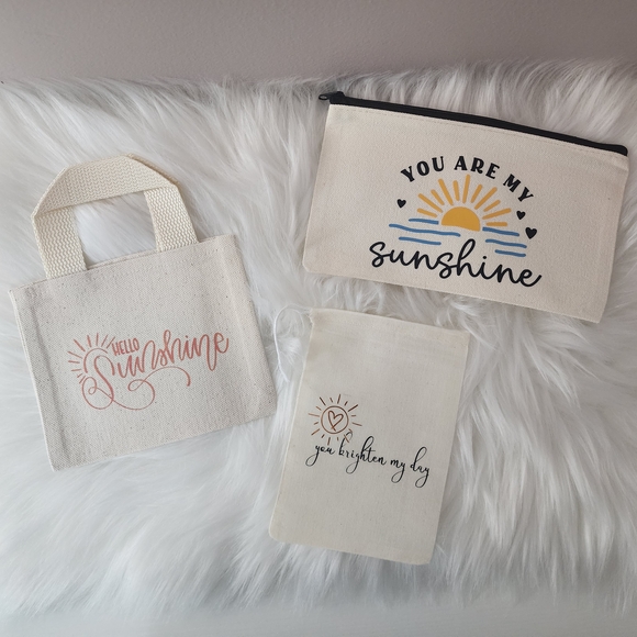 Handmade Other - Set of 3 Canvas Bags with Inspirational Prints You Are My Sunshine